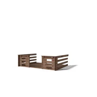 Terrasse en bois avec balustrade pour abri en bois - 6m2 - 3m x 2m - imprégnée - couleur: marron