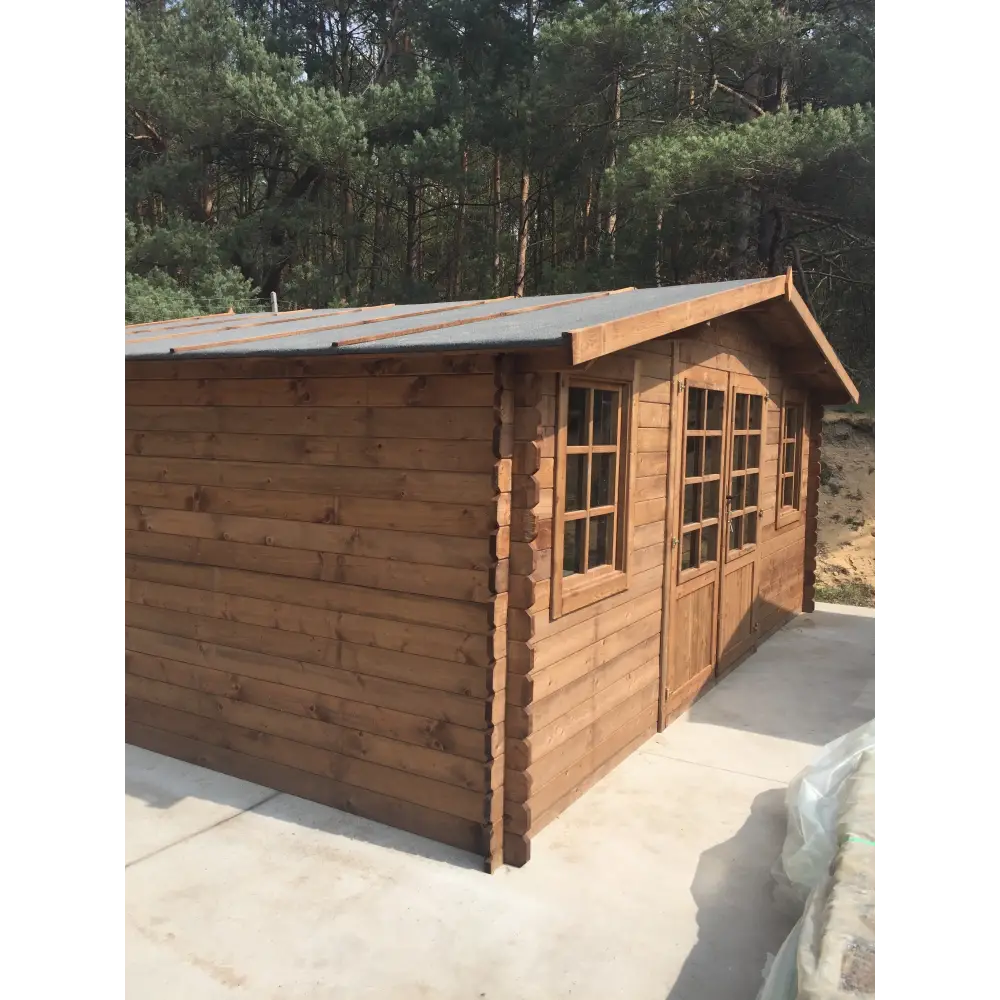 Abri de jardin en bois - 20m2 - 5x4m - Traité - Ep. 28mm - Couleur: marron