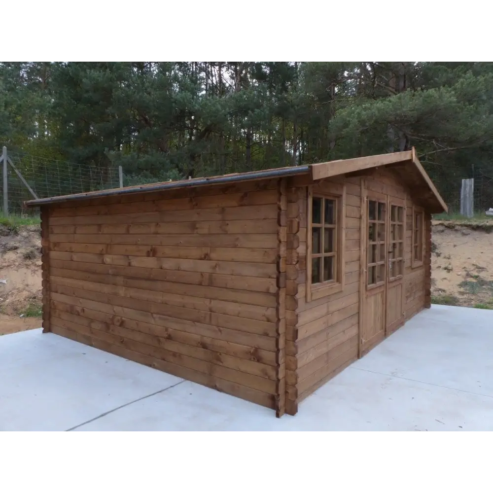 Abri de jardin en bois - 20m2 - 5x4m - Traité - Ep. 28mm - Couleur: marron