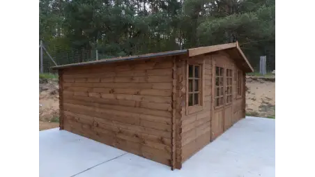 Abri de jardin en bois - 20m2 - 5x4m - Traité - Ep. 28mm - Couleur: marron