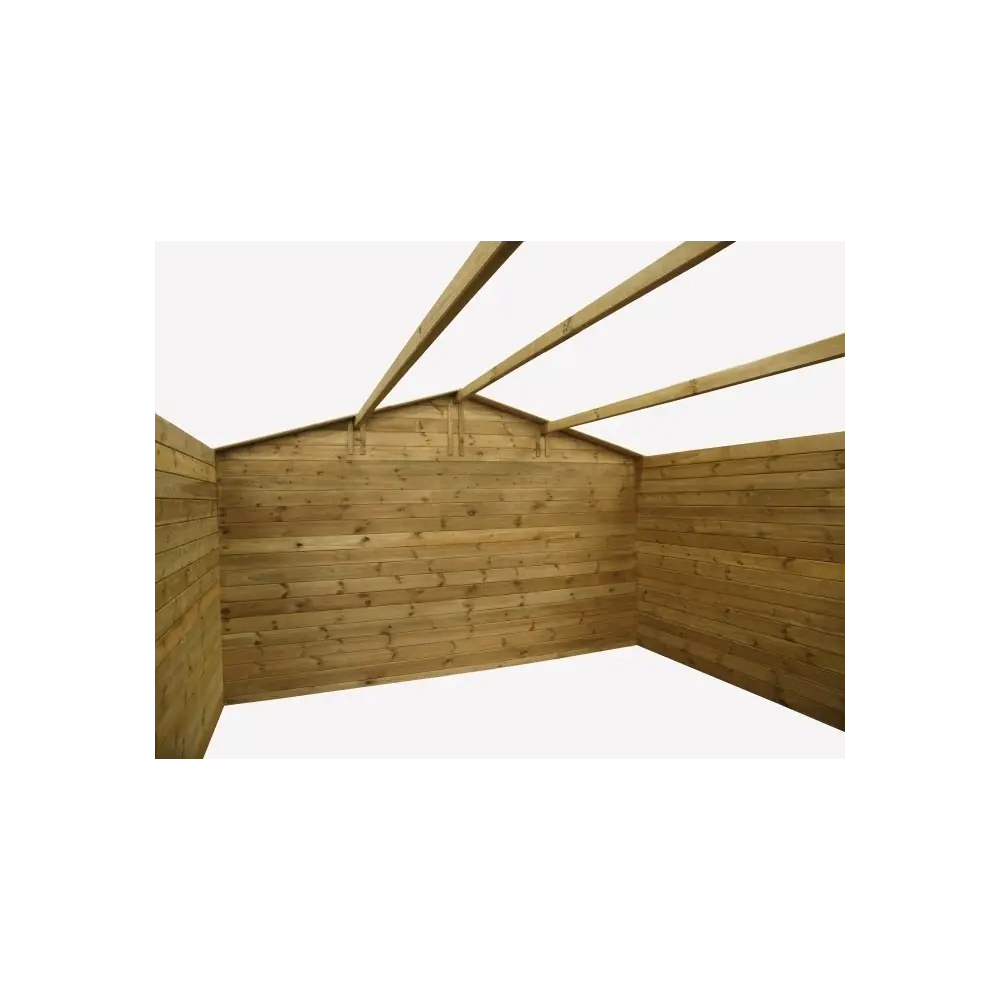 Abri de jardin en bois - 16m2 - 4x4m - Traité - Ep. 28mm - Couleur: marron