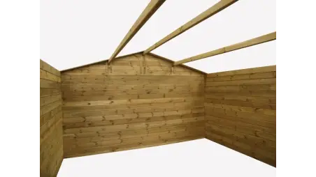 Abri de jardin en bois - 16m2 - 4x4m - Traité - Ep. 28mm - Couleur: marron
