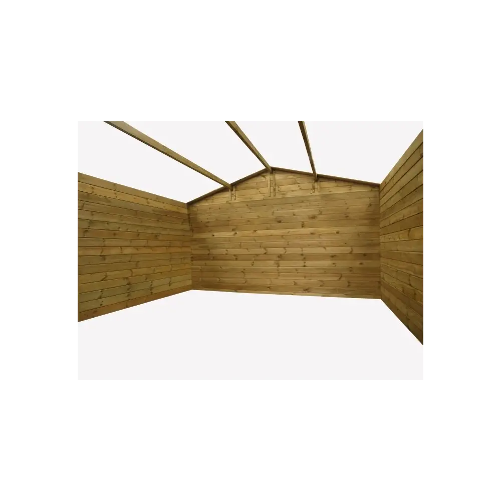 Abri de jardin en bois - 16m2 - 4x4m - Traité - Ep. 28mm - Couleur: marron