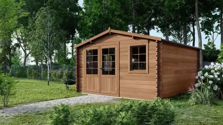 Abri de jardin en bois - 20m2 - 5x4m - Traité - Ep. 45mm - Couleur: marron