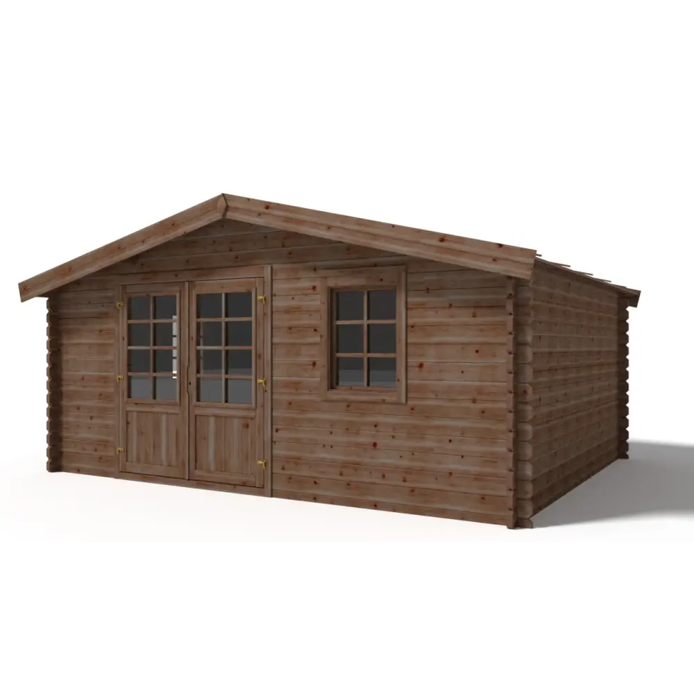 Abri de jardin en bois - 20m2 - 5x4m - Traité - Ep. 45mm - Couleur: marron