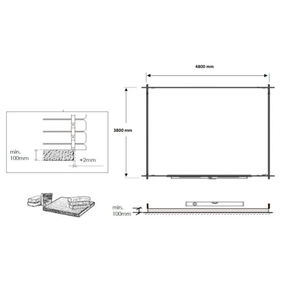 Abri de jardin en bois - 20m2 - 5x4m - Traité - Ep. 45mm - Couleur: marron