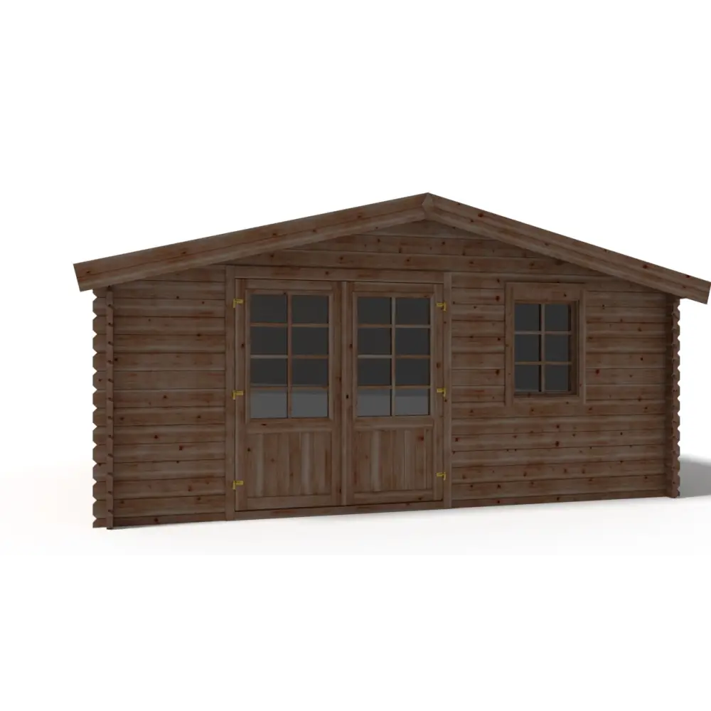 Abri de jardin en bois - 20m2 - 5x4m - Traité - Ep. 45mm - Couleur: marron