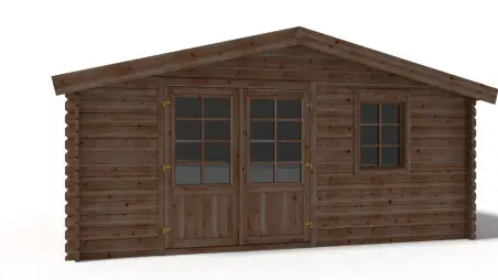 Abri de jardin en bois - 20m2 - 5x4m - Traité - Ep. 45mm - Couleur: marron