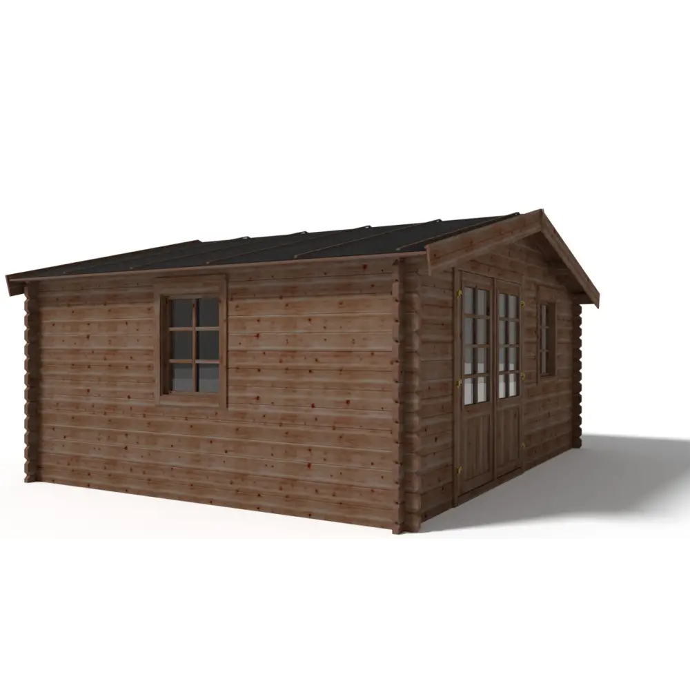 Abri de jardin en bois - 20m2 - 5x4m - Traité - Ep. 45mm - Couleur: marron