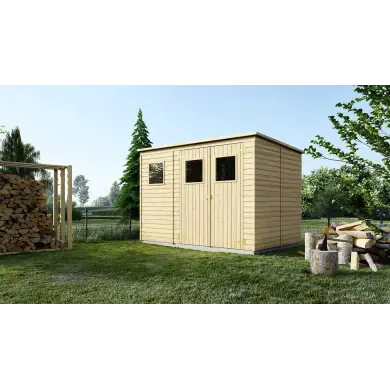 Abri de jardin en bois 4.86 m2 - 2.7x1.8 m - Couleur: naturel