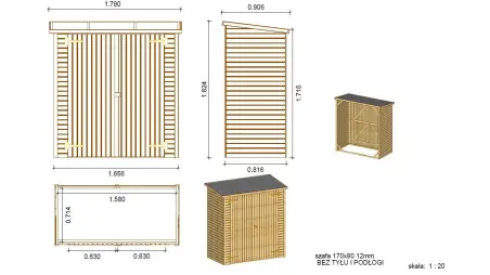 Armoire de jardin à outils 1.66x0.82 m H.1.86