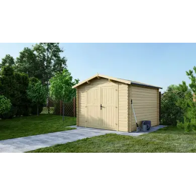 Abri de jardin en bois - 9m2 - 3x3m - Ep. 28mm - Couleur: naturel