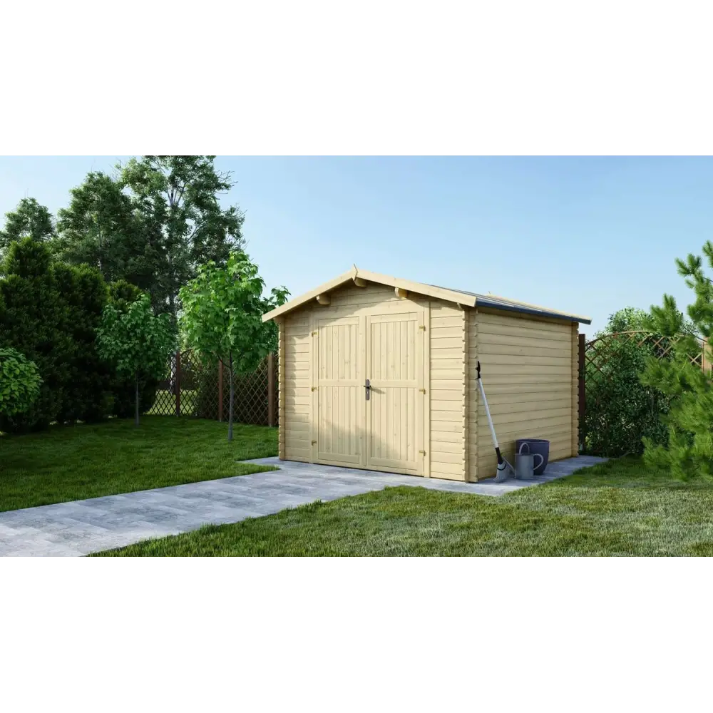 Abri de jardin en bois - 9m2 - 3x3m - Ep. 28mm - Couleur: naturel