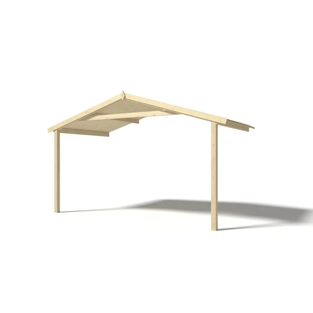 Abri de jardin en bois - 4x3 m + terrasse avec balustrade et avant-toit en bois - 24 m2