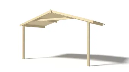 Abri de jardin en bois - 4x3 m + terrasse avec balustrade et avant-toit en bois - 24 m2