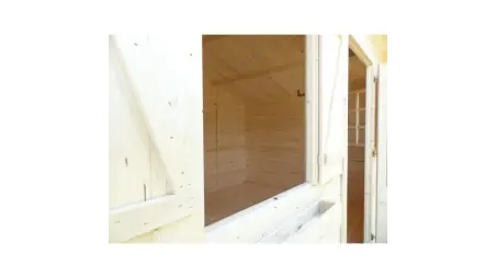 Abri de jardin en bois - 4x3 m + terrasse avec balustrade et avant-toit en bois - 24 m2