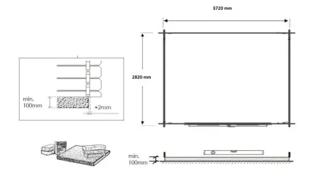 Abri de jardin en bois - 11.7m2 - 3.9x3m - Ep. 34mm - Couleur: naturel