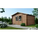 Abri de jardin en bois - 15.2m2 - 3.9x3.9m - Traité - Ep. 34mm - Couleur: marron