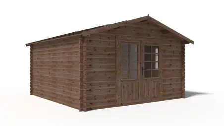 Abri de jardin en bois - 15.2m2 - 3.9x3.9m - Traité - Ep. 34mm - Couleur: marron