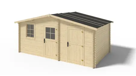 Abri de jardin en bois - 15m2 - 5x3m - Ep. 28mm - Couleur: naturel