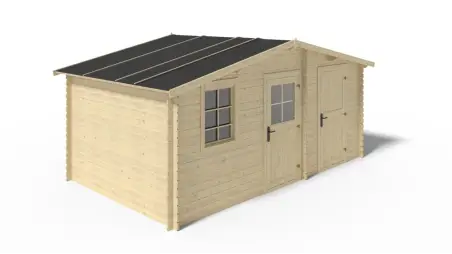 Abri de jardin en bois - 15m2 - 5x3m - Ep. 28mm - Couleur: naturel
