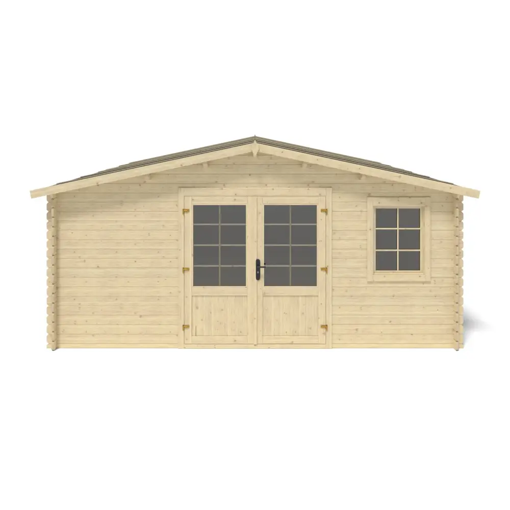 Abri de jardin en bois - 25m2 - 5x5m - Ep. 28mm - Couleur: naturel