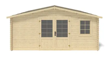 Abri de jardin en bois - 25m2 - 5x5m - Ep. 28mm - Couleur: naturel