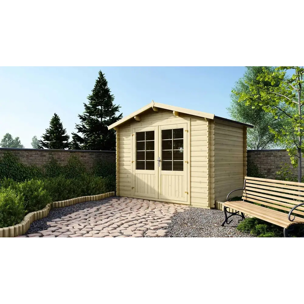 Abri de jardin en bois - 6m2 - 3x2m - Ep. 28mm - Couleur: naturel