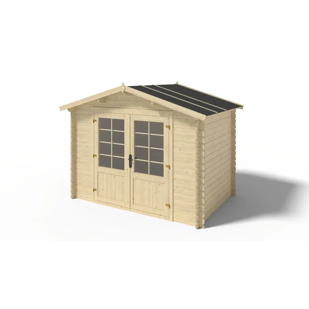 Abri de jardin en bois - 6m2 - 3x2m - Ep. 28mm - Couleur: naturel