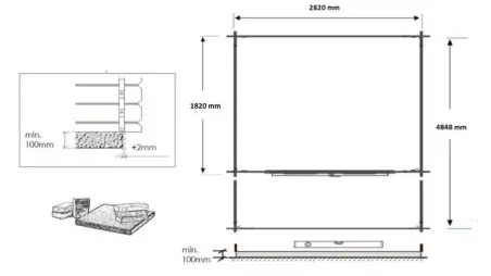 Abri de jardin en bois - 3x2 m + terrasse avec balustrade et avant-toit en bois - 15 m2