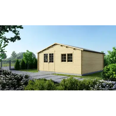 Abri de jardin en bois - 36m2 - 6x6m - Ep. 40mm - Couleur: naturel