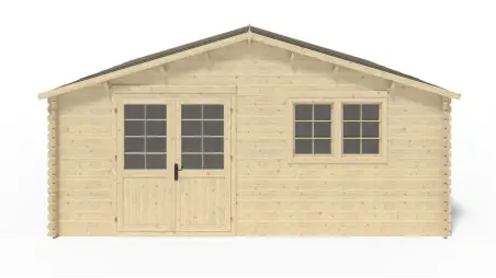 Abri de jardin en bois - 36m2 - 6x6m - Ep. 40mm - Couleur: naturel