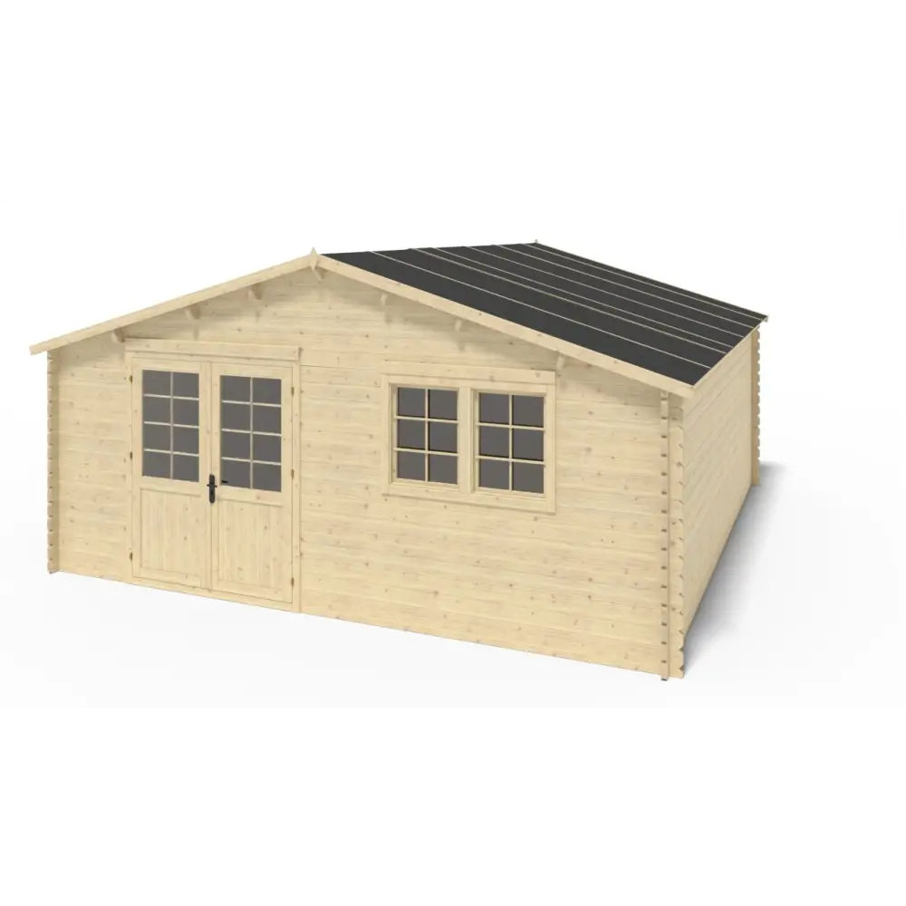 Abri de jardin en bois - 30m2 - 6x5m - Ep. 40mm - Couleur: naturel