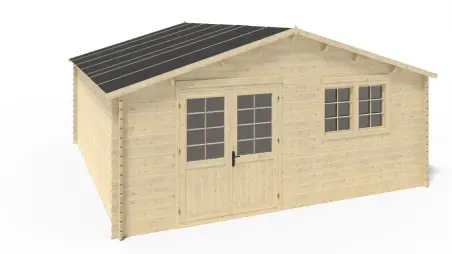 Abri de jardin en bois - 30m2 - 6x5m - Ep. 40mm - Couleur: naturel