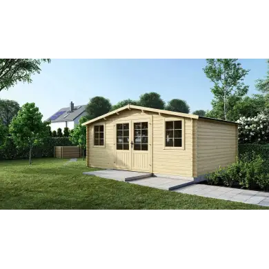 Abri de jardin en bois - 25m2 - 5x5m - Ep. 40mm - Couleur: naturel
