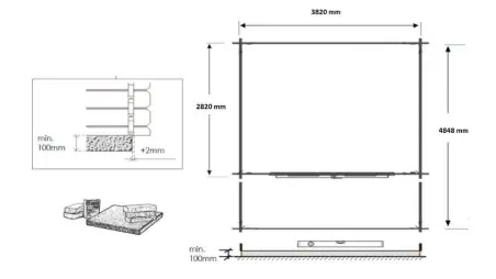 Abri de jardin en bois - 4x3 m + terrasse avec balustrade et avant-toit en bois - 20 m2 - Traité