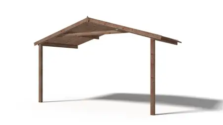 Abri de jardin en bois - 4x3 m + terrasse avec balustrade et avant-toit en bois - 24 m2 - Traité