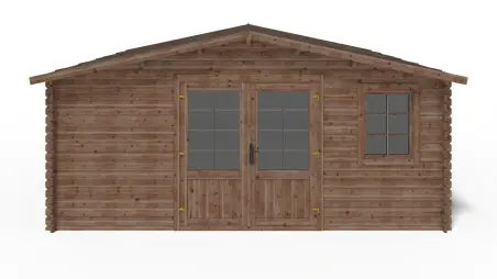 Abri de jardin en bois - 25m2 - 5x5m - Traité - Ep. 28mm - Couleur: marron