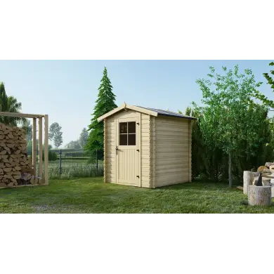 Abri de jardin en bois - 3.61m2 - 1.9x1.9m - Ep. 28mm - Couleur: naturel