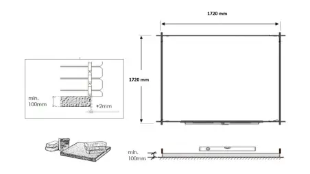 Abri de jardin en bois - 3.61m2 - 1.9x1.9m - Ep. 28mm - Couleur: naturel