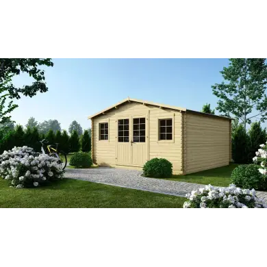 Abri de jardin en bois - 20m2 - 5x4m - Ep. 40mm - Couleur: naturel