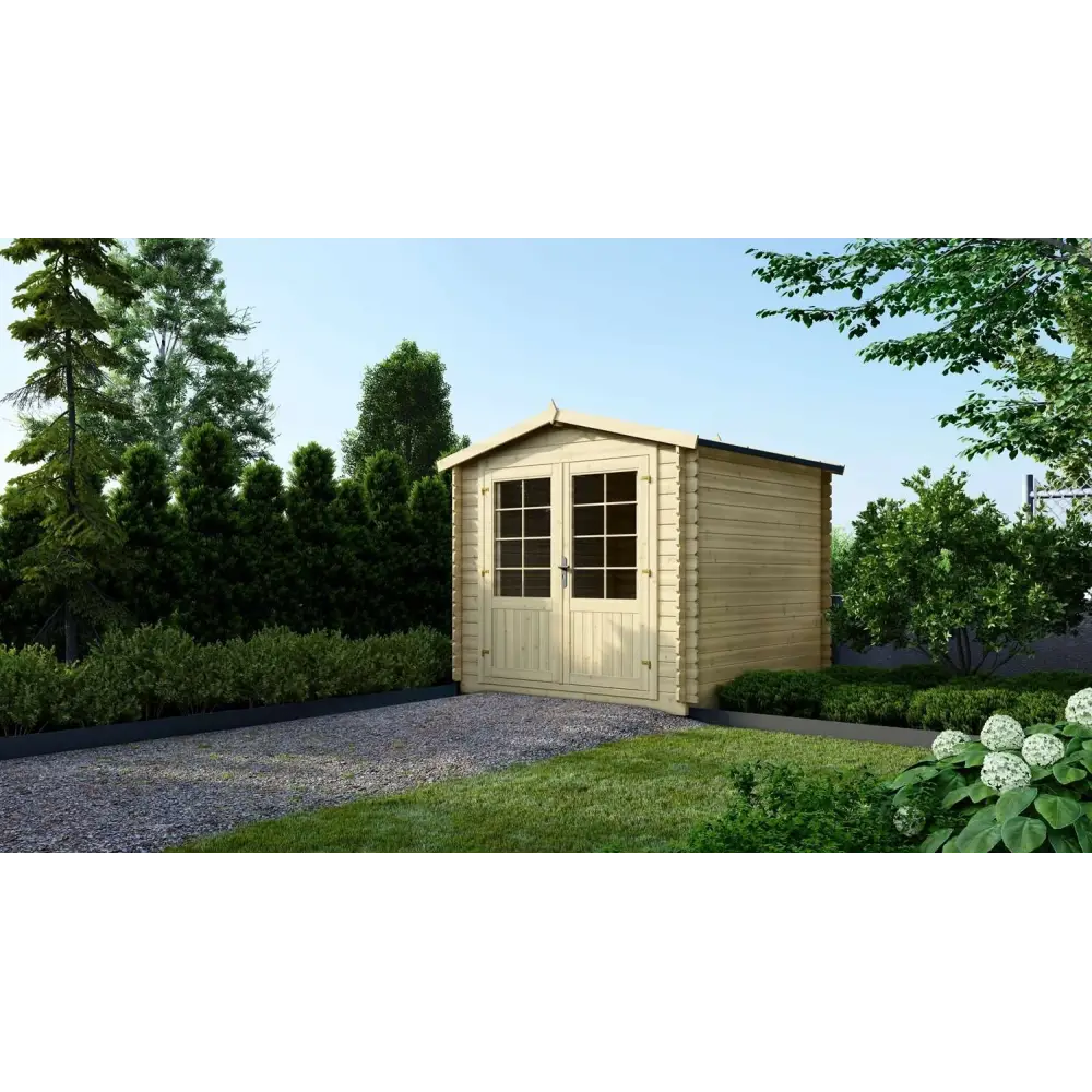 Abri de jardin en bois - 6.25m2 - 2.5x2.5m - Ep. 28mm - Couleur: naturel