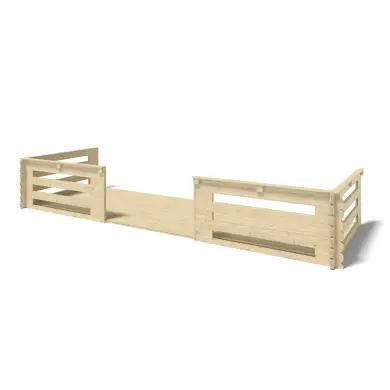 Terrasse en bois avec balustrade pour abri en bois - 12m2 - 6m x 2m - couleur: naturel