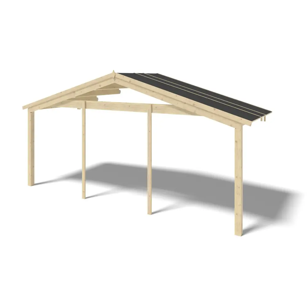 Avant-toit en bois 6x2m pour le chalet de jardin 6m, couleur naturel