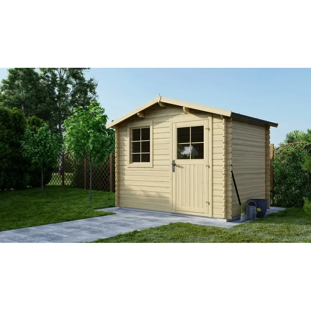 Abri de jardin en bois - 6m2 - 3x2m - Ep. 28mm - Couleur: naturel