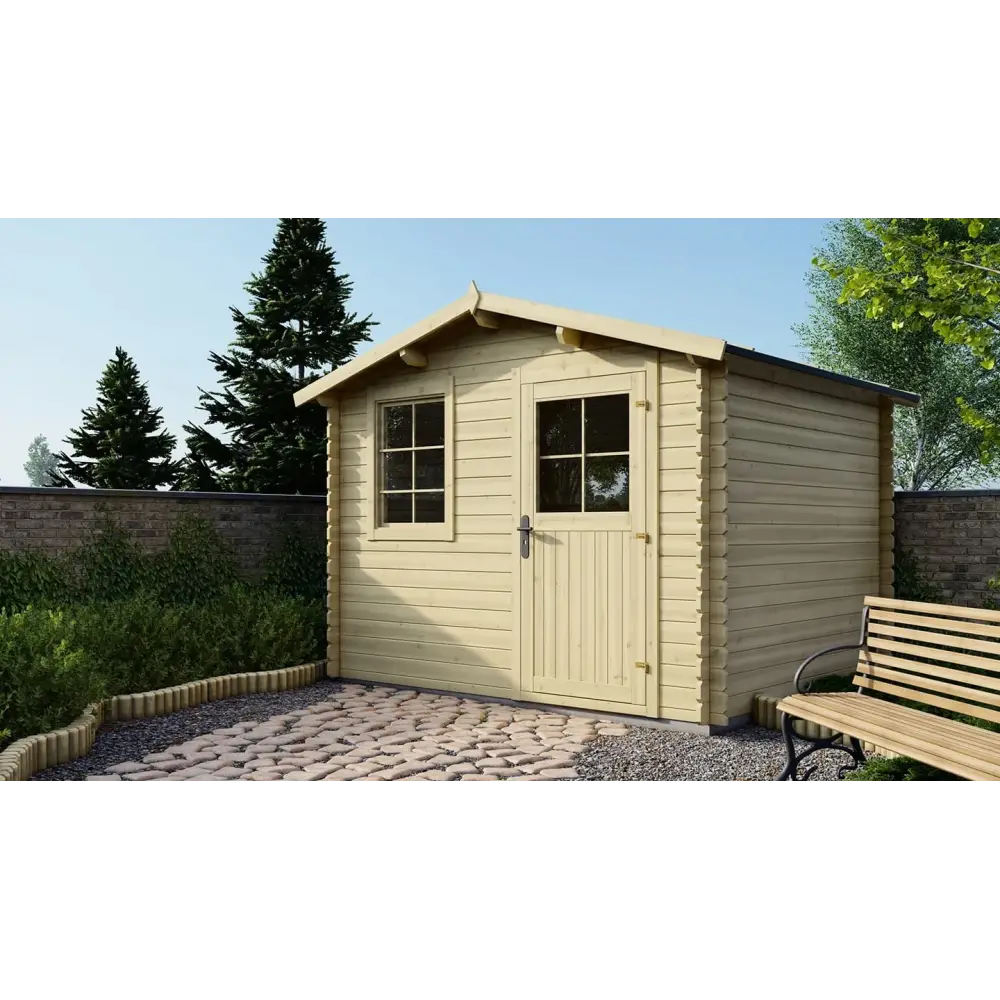Abri de jardin en bois - 7.5m2 - 3x2.5m - Ep. 28mm - Couleur: naturel