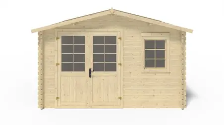 Abri de jardin en bois - 4x4 m + terrasse avec balustrade et avant-toit en bois - 24 m2