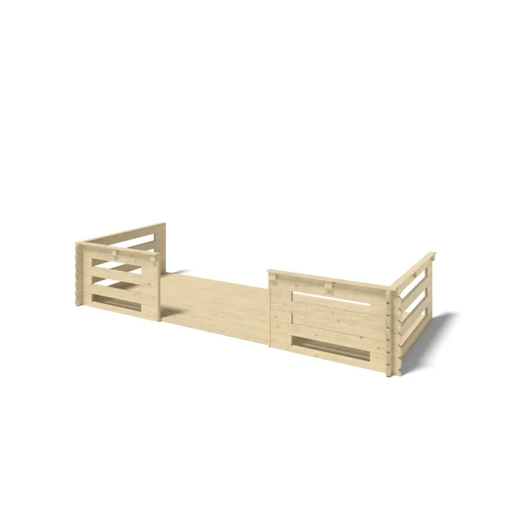 Abri de jardin en bois - 5x4 m + terrasse avec balustrade et avant-toit en bois - 30 m2