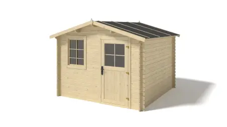 Abri de jardin en bois - 3x2 m + terrasse avec balustrade et avant-toit en bois - 15 m2