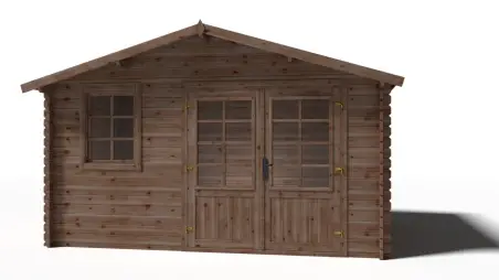 Abri de jardin en bois - 11.7m2 - 3.9x3m - Traité - Ep. 34mm - Couleur: marron